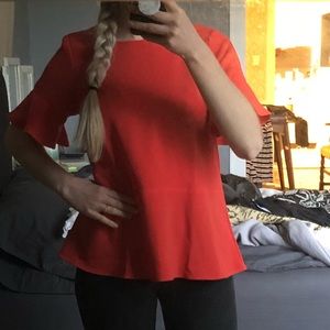 Red/Orange Madewell Peplum Top